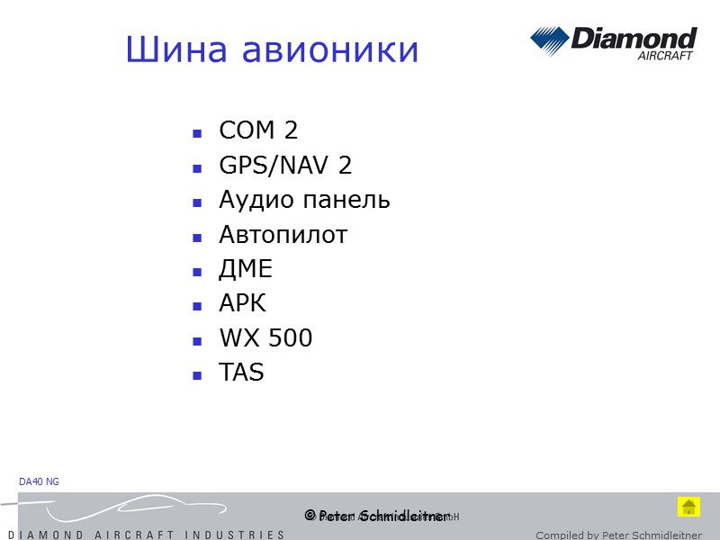 © Peter Schmidleitner Шина авионики COM 2 GPS/NAV 2 Аудио панель Автопилот ДМЕ АРК